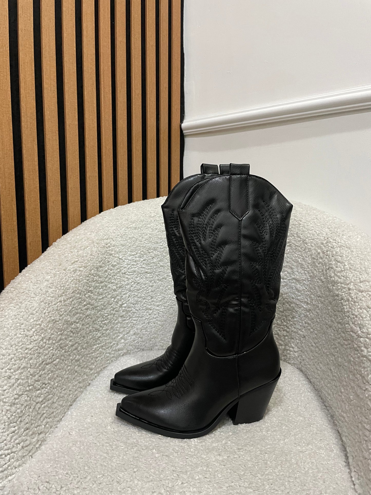 stivali cowboy ricamati black