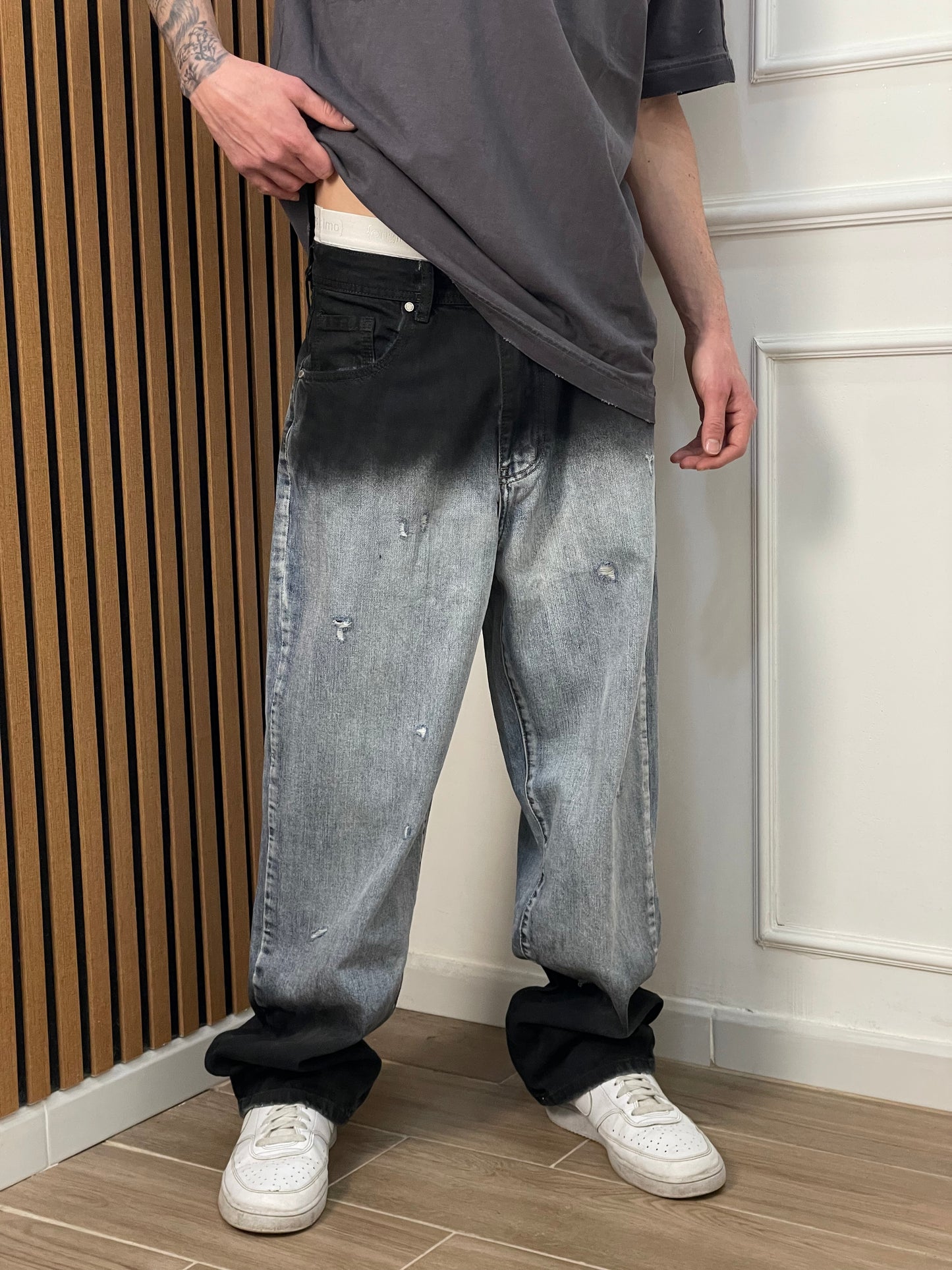 jeans baggy bicolore