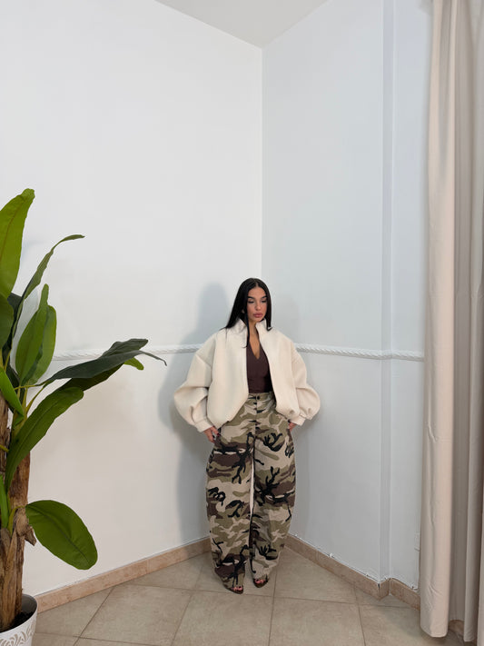 Jeans balloon camo crema